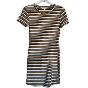 Charlotte Russe Short Sleeve Bodycon Dress Yellow Black White Stripes Size M